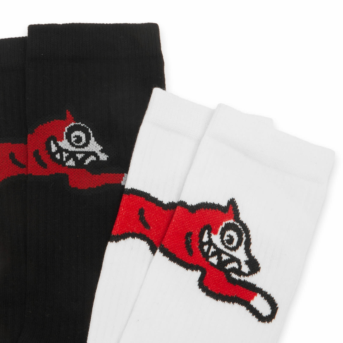 ICECREAM Men's 6 Pack Running Dog Socks in Black And White ICECREAM