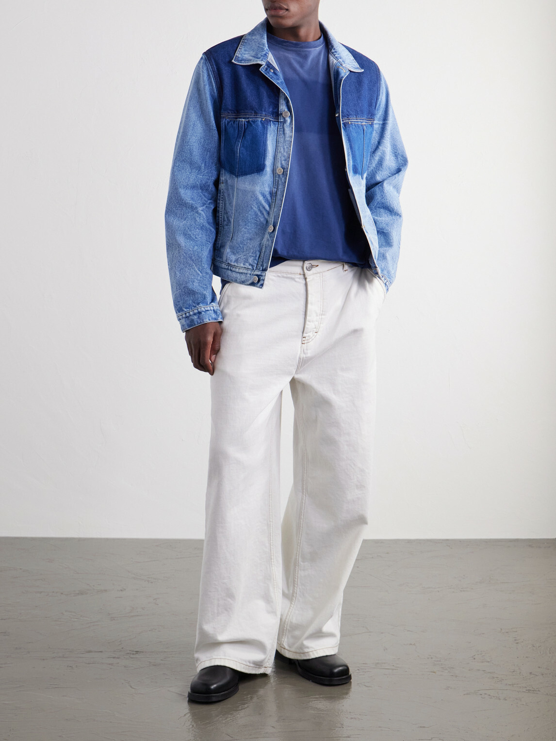 Maison Margiela - Printed Cotton-Jersey T-Shirt - Blue