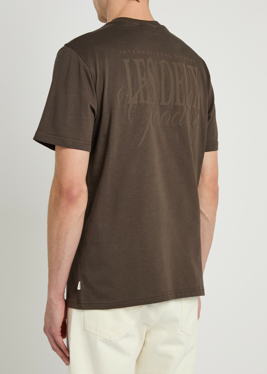 Les Deux Ben Goods Logo-print Cotton T-shirt Dark Brown