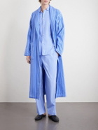 TEKLA - Belted Striped Organic Cotton-Terry Robe - Blue
