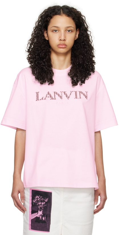 Photo: Lanvin Pink Oversized Embroidered Curb T-Shirt