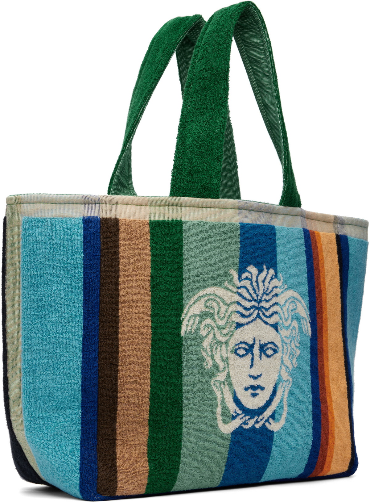 Versace Multicolor Striped Cotton-Terry Jacquard Tote