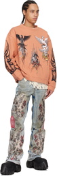 Who Decides War Orange Nefarious Winged Crewneck Sweater