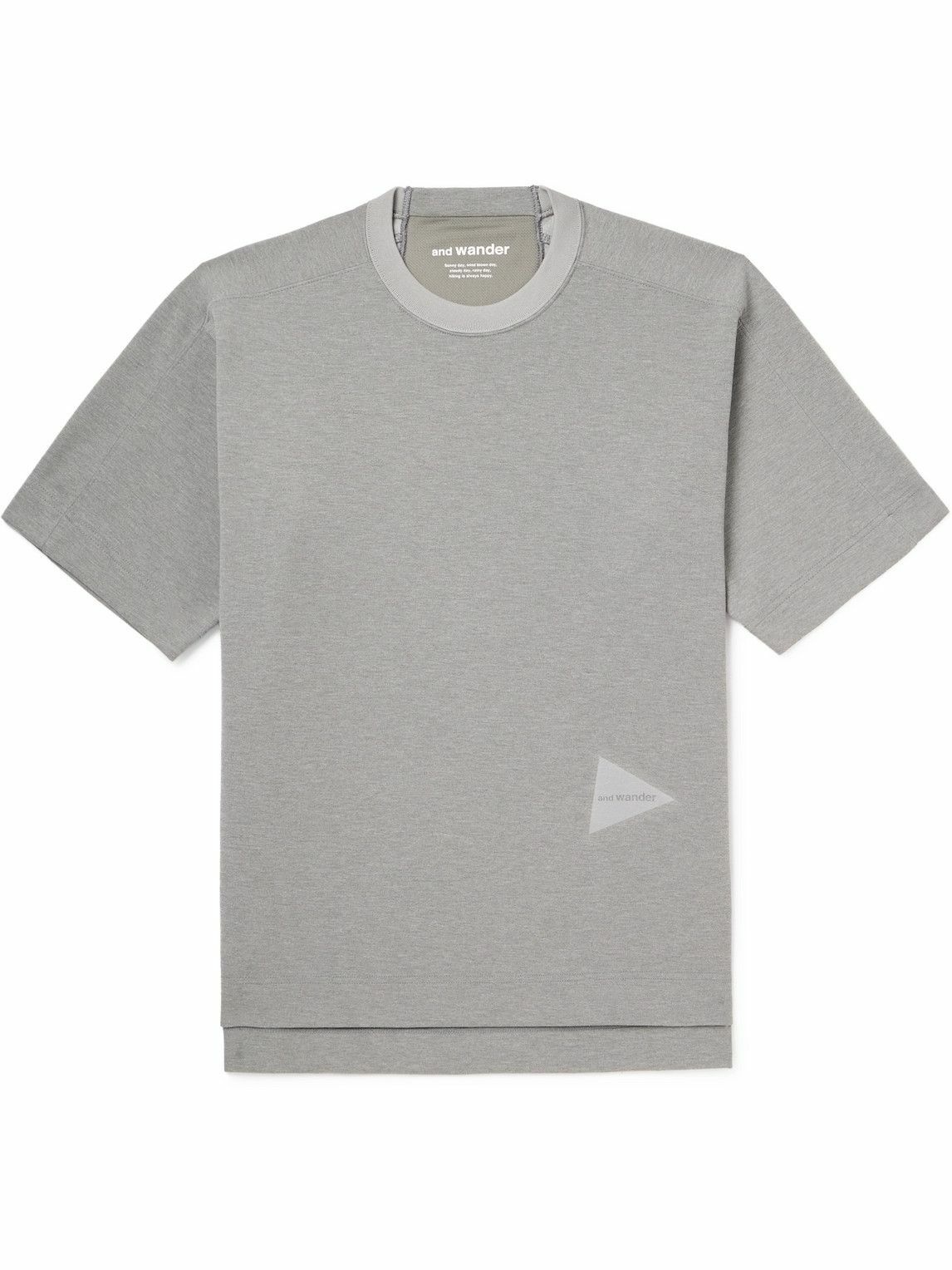 And Wander - Logo-Print Stretch-Jersey T-Shirt - Gray and Wander