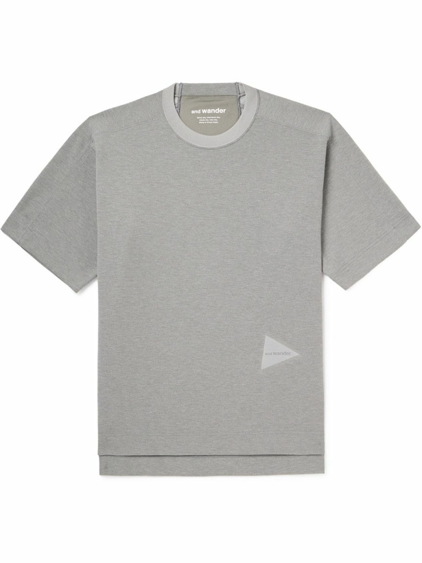 Photo: And Wander - Logo-Print Stretch-Jersey T-Shirt - Gray