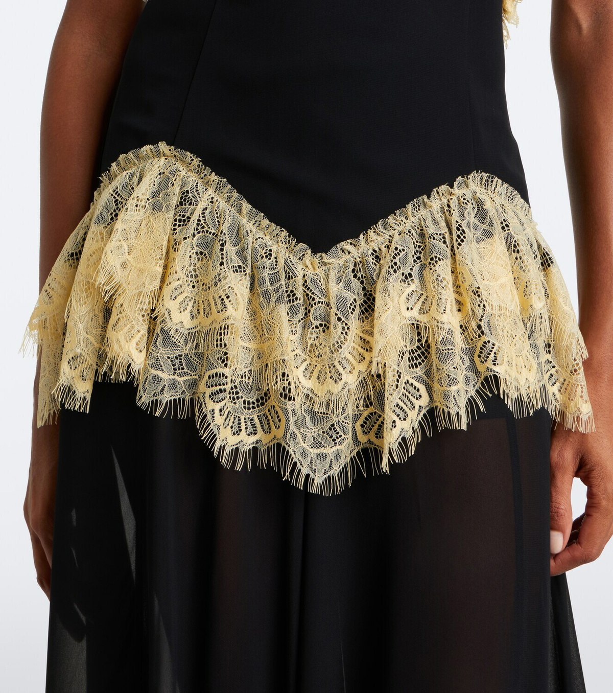 De La Vali Estela lace-trimmed georgette maxi dress