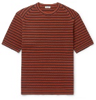Camoshita - Striped Ribbed Cotton Sweater - Men - Orange