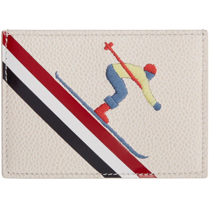Photo: Thom Browne White and Green Skier Single Card Holder 