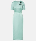 Erdem Floral belted duchesse satin midi dress