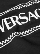 Versace - Logo-Embroidered Cotton-Jersey Hoodie - Black