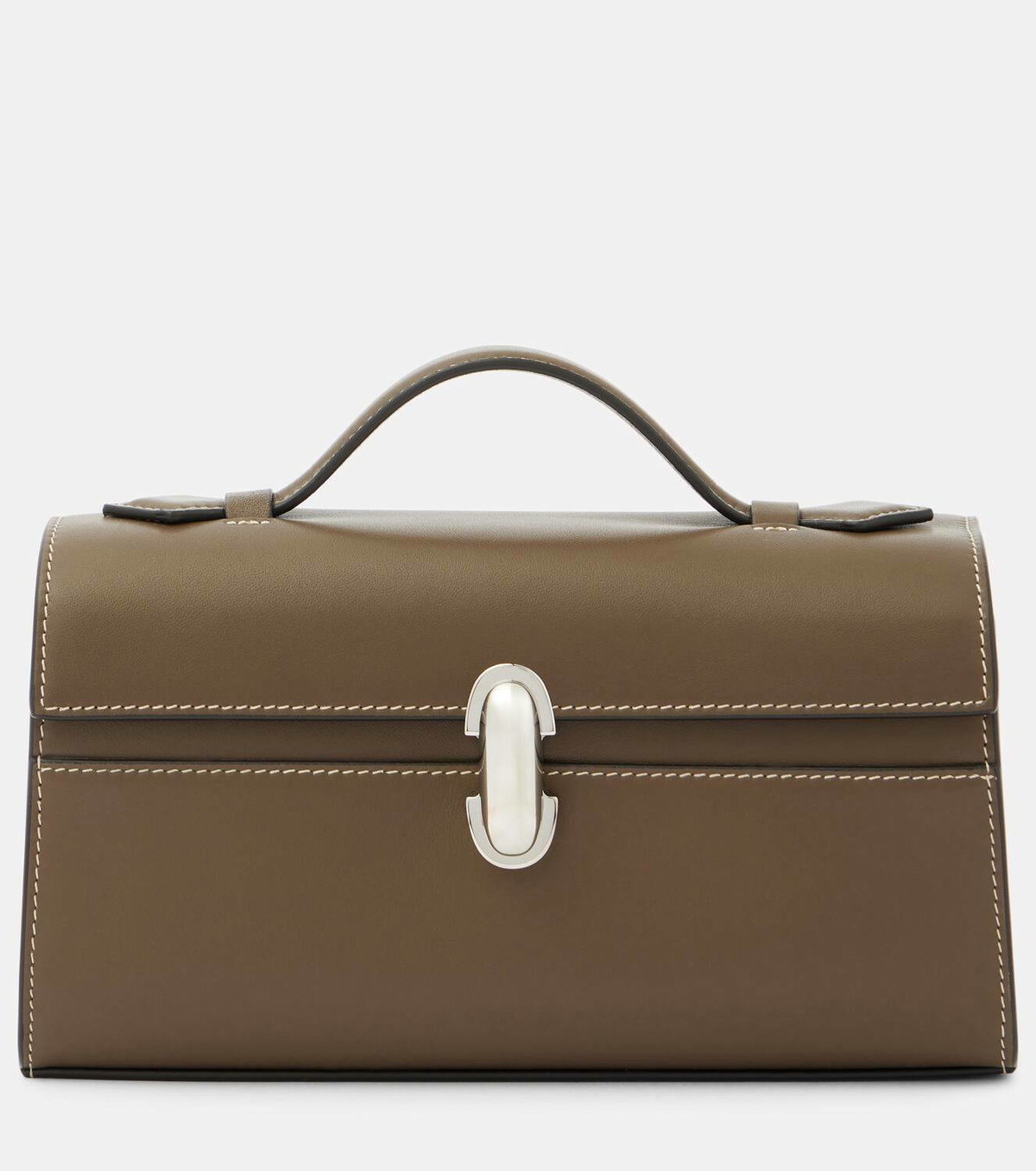 Savette シンメトリーポシェットレザートートバッグ コーヒー Savette - Slim Symmetry Coffee Leather Pochette | Mitchell