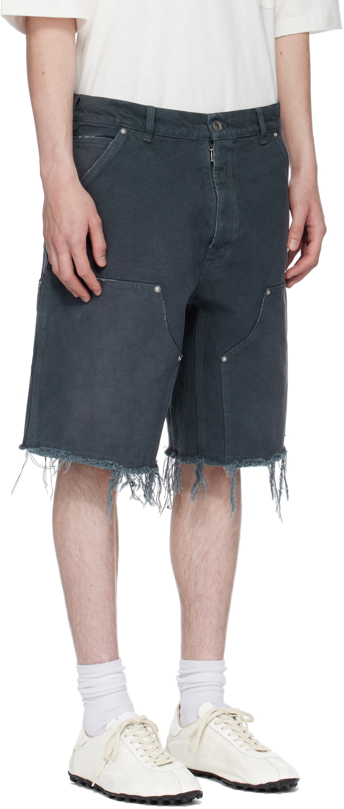 【関税込み】Maison Margiela グレー Stud ショートパンツ Maison Margiela Gray Stud Shorts Maison Margiela