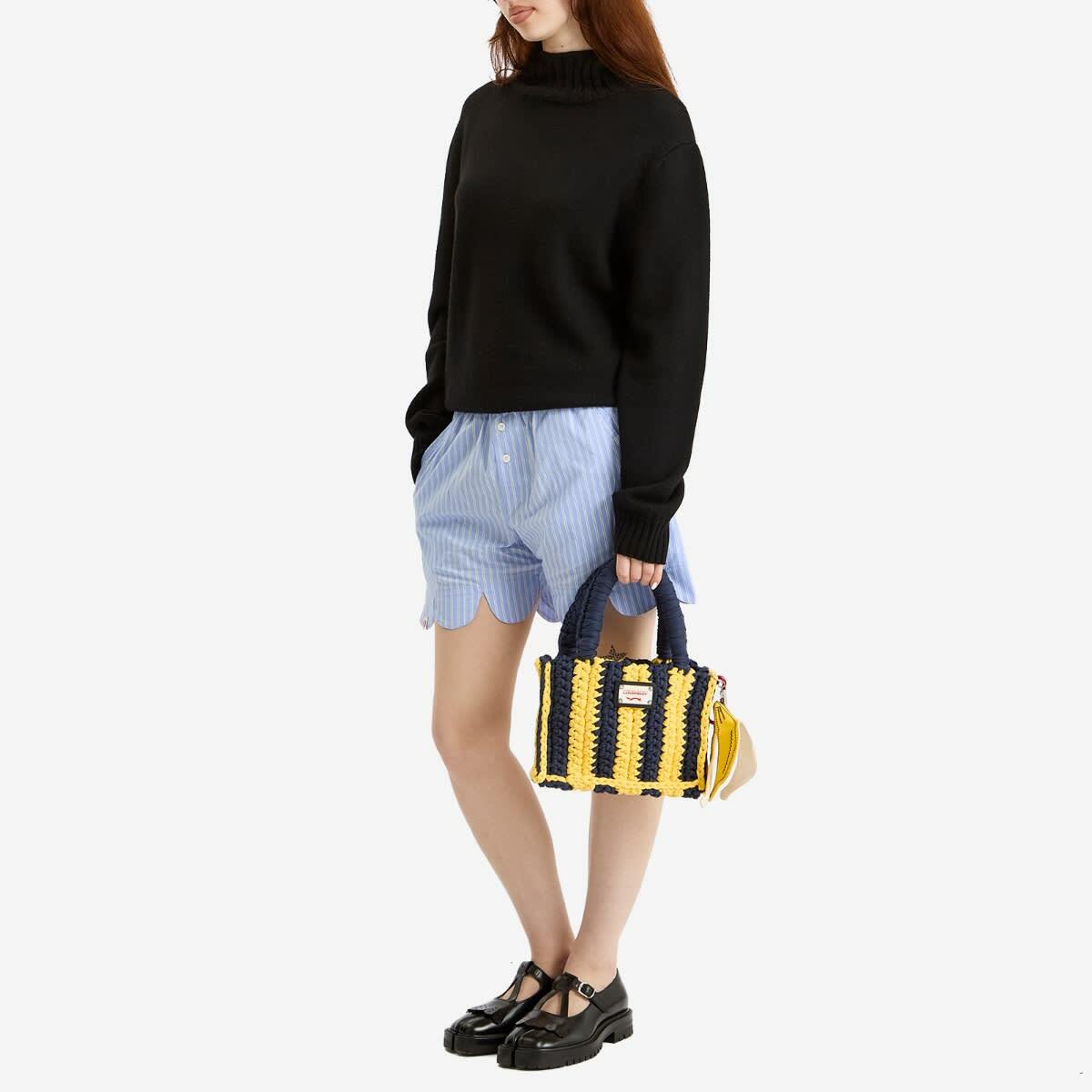 Charles Jeffrey Loverboy Women's Knitted Bucket Bag in Navy/Yellow 