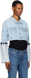 Coperni Blue Cropped Hybrid Denim Jacket