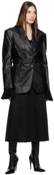 Kijun Black Belted Faux-Leather Blazer