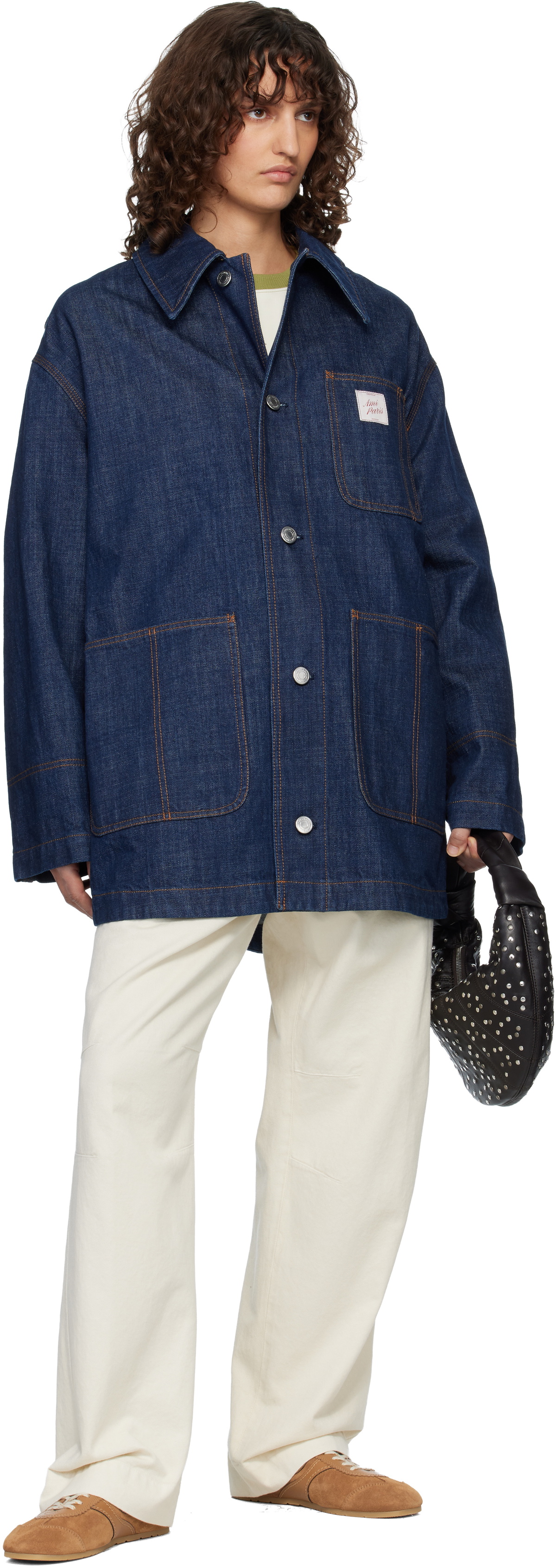 AMI Paris Indigo Cotton 'Ami Paris Heritage' Label Worker Jacket