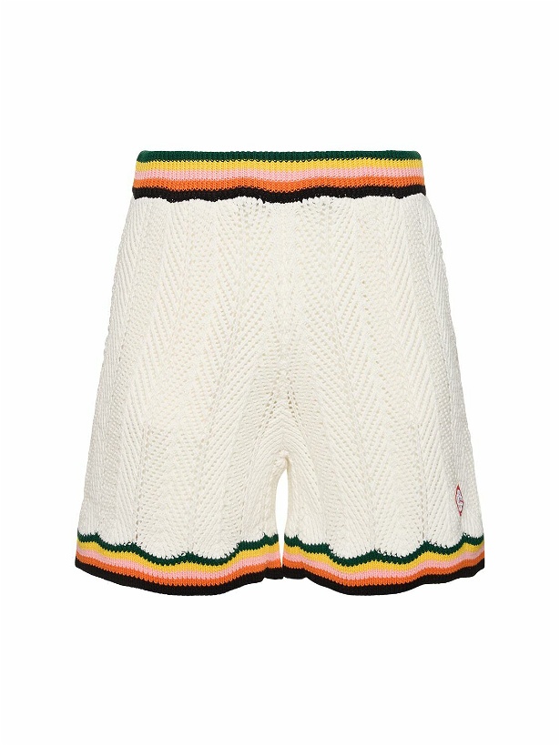 Photo: CASABLANCA - Chevron Cotton Crochet Shorts