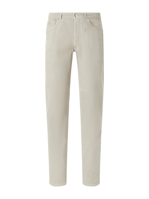 Photo: Brunello Cucinelli - Straight-Leg Cotton-Corduroy Trousers - Neutrals
