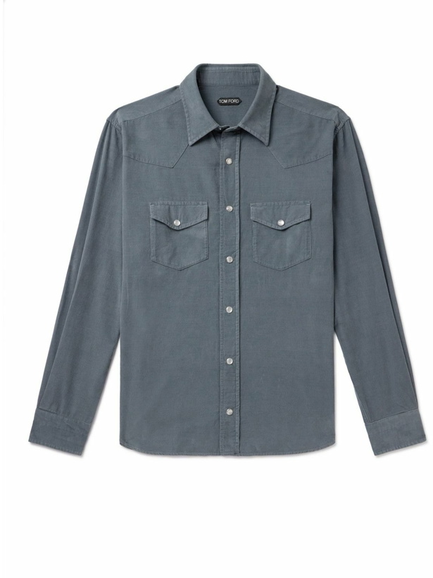 Photo: TOM FORD - Cotton-Corduroy Shirt - Gray