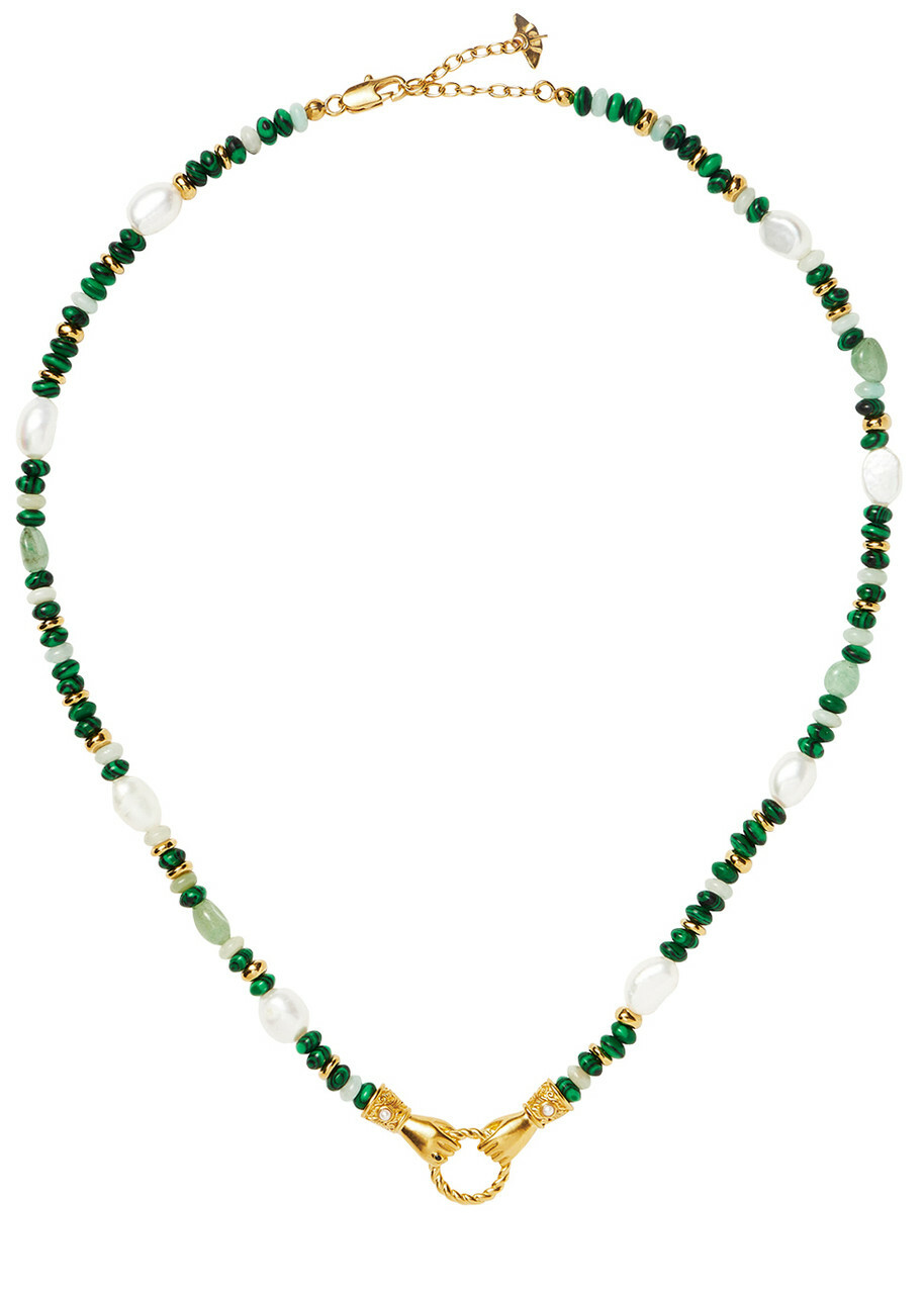 Missoma X Harris Reed In Good Hands Beaded Necklace - Green