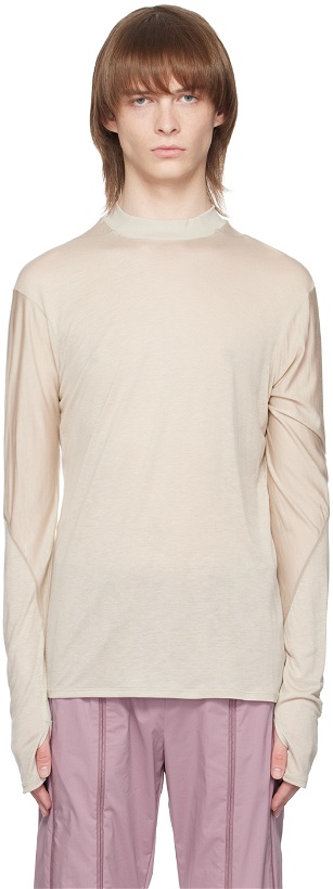Photo: Post Archive Faction (PAF) Beige Paneled Long Sleeve T-Shirt