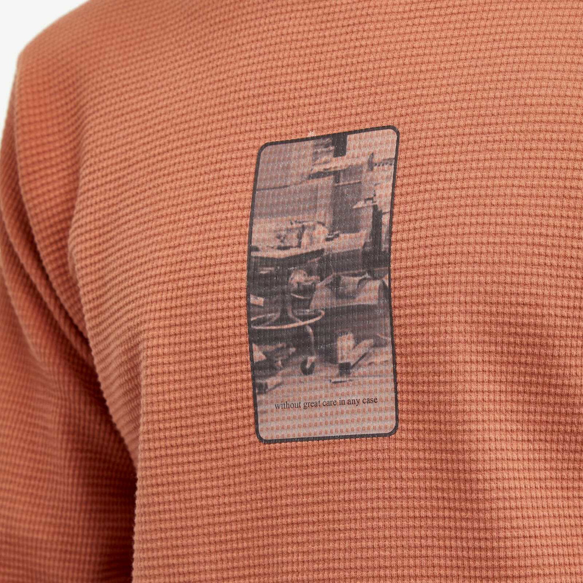 GR10K Men's Heavy Waffle Long Sleeve T-Shirt in Upupa Red