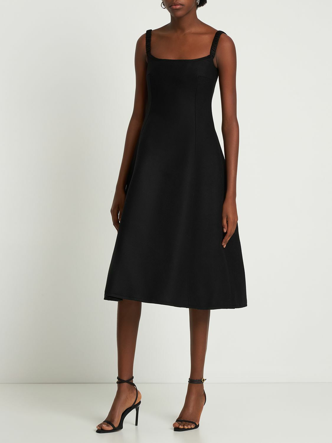 KHAITE Uma Melton Wool Midi Dress Khaite