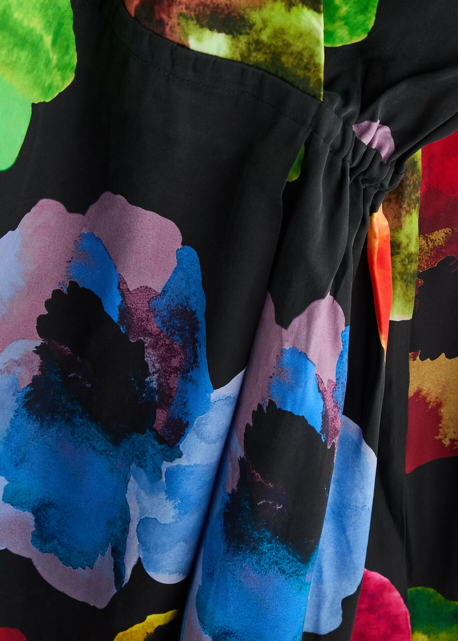 Stine Goya Floral-print Wrap-effect Matte Satin Midi Dress Multicoloured 1