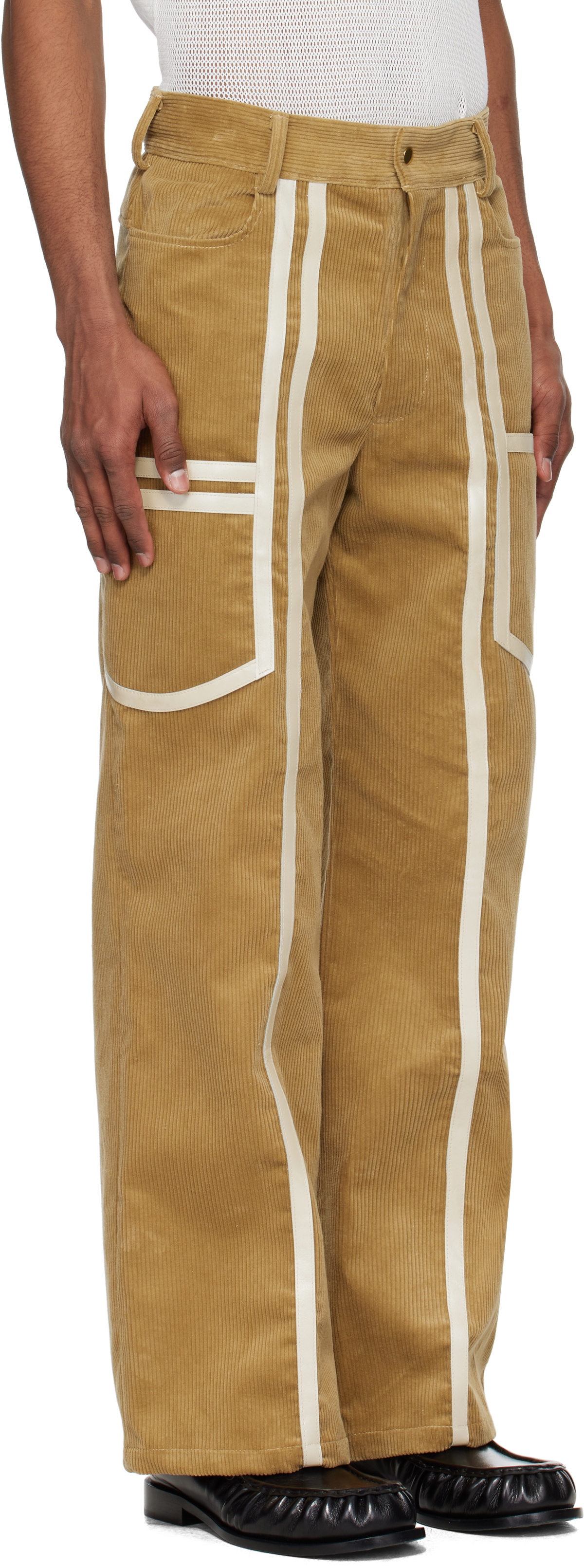 Stanley Raffington Beige Corduroy Cargo Pants