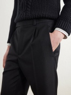 SAINT LAURENT - Tapered Brushed Wool Trousers - Black