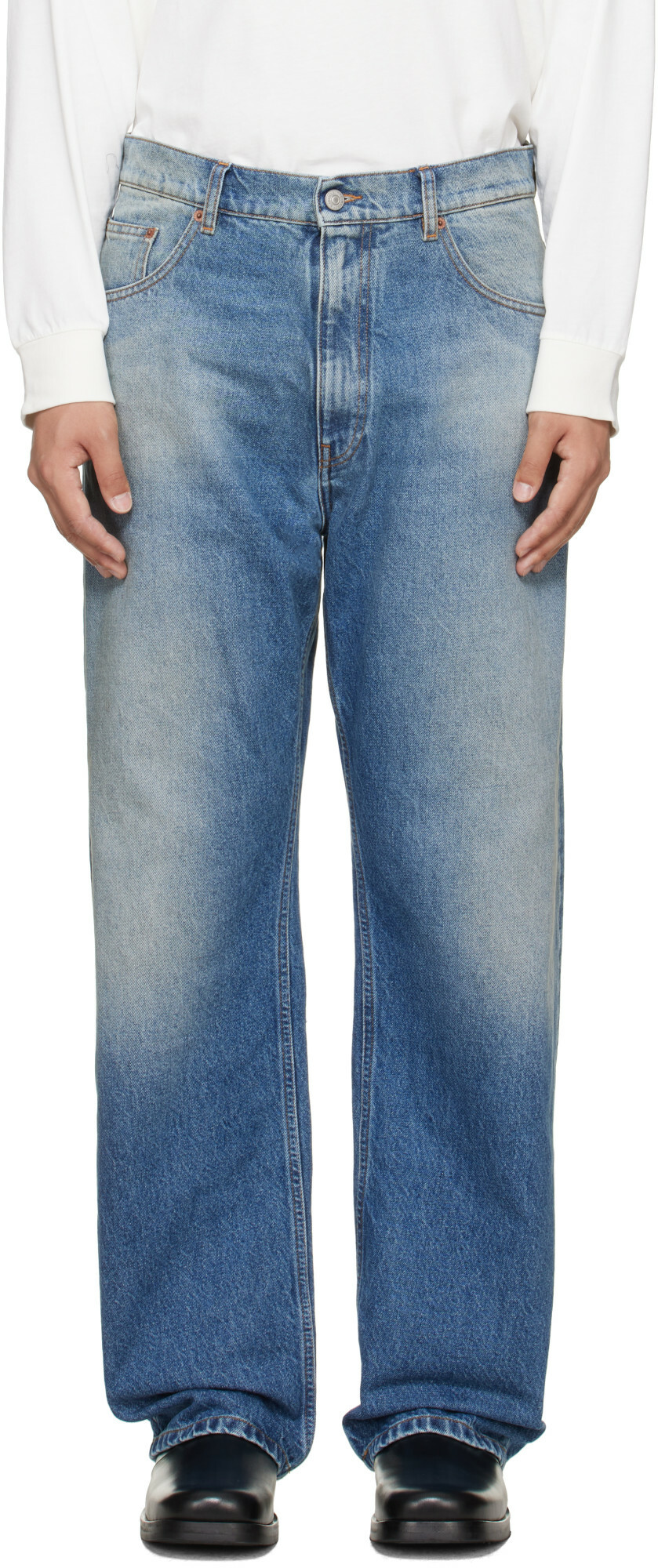 MM6 Maison Margiela Blue Straight-Leg Jeans