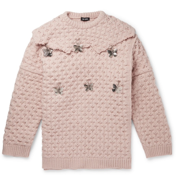 Photo: Raf Simons - Embellished Virgin Wool Sweater - Pink