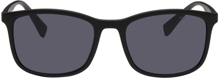 Photo: Prada Eyewear Black Linea Rossa Rectangle Sunglasses