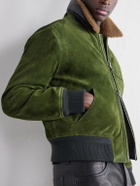 TOM FORD - Shearling-Trimmed Suede Bomber Jacket - Green
