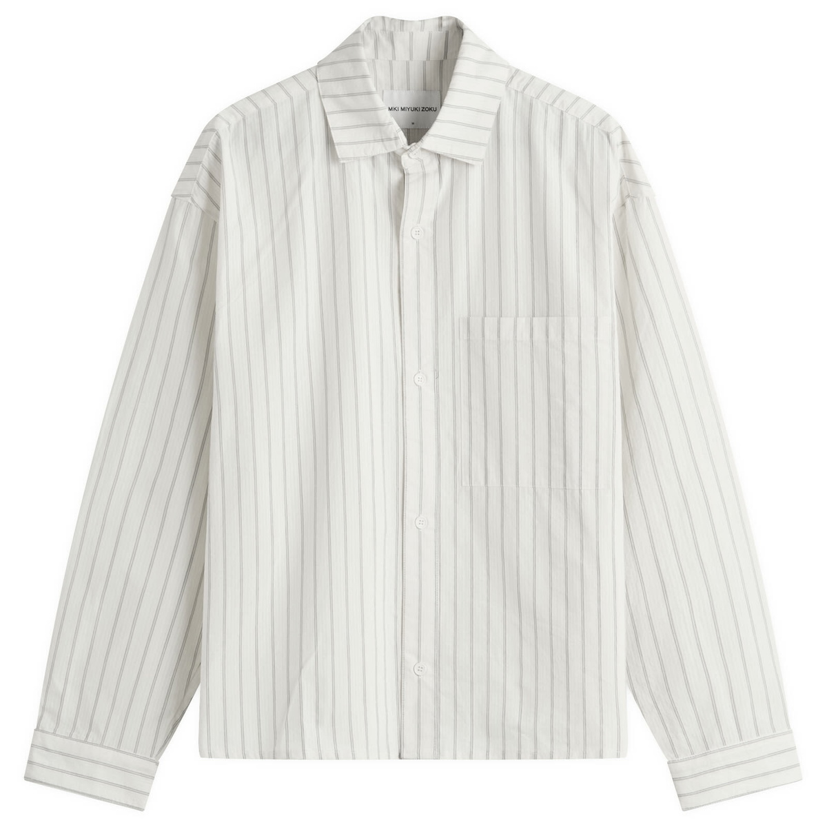 MKI Men's Box Dress Shirt in Off White Stripe