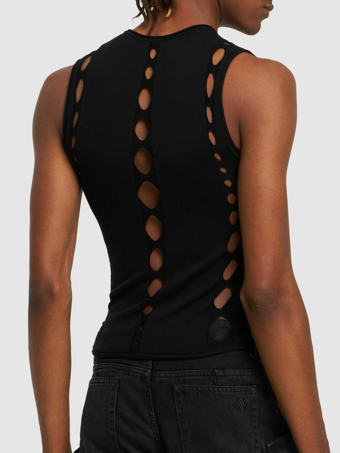 DION LEE - Snake Diamond Wool Tank Top