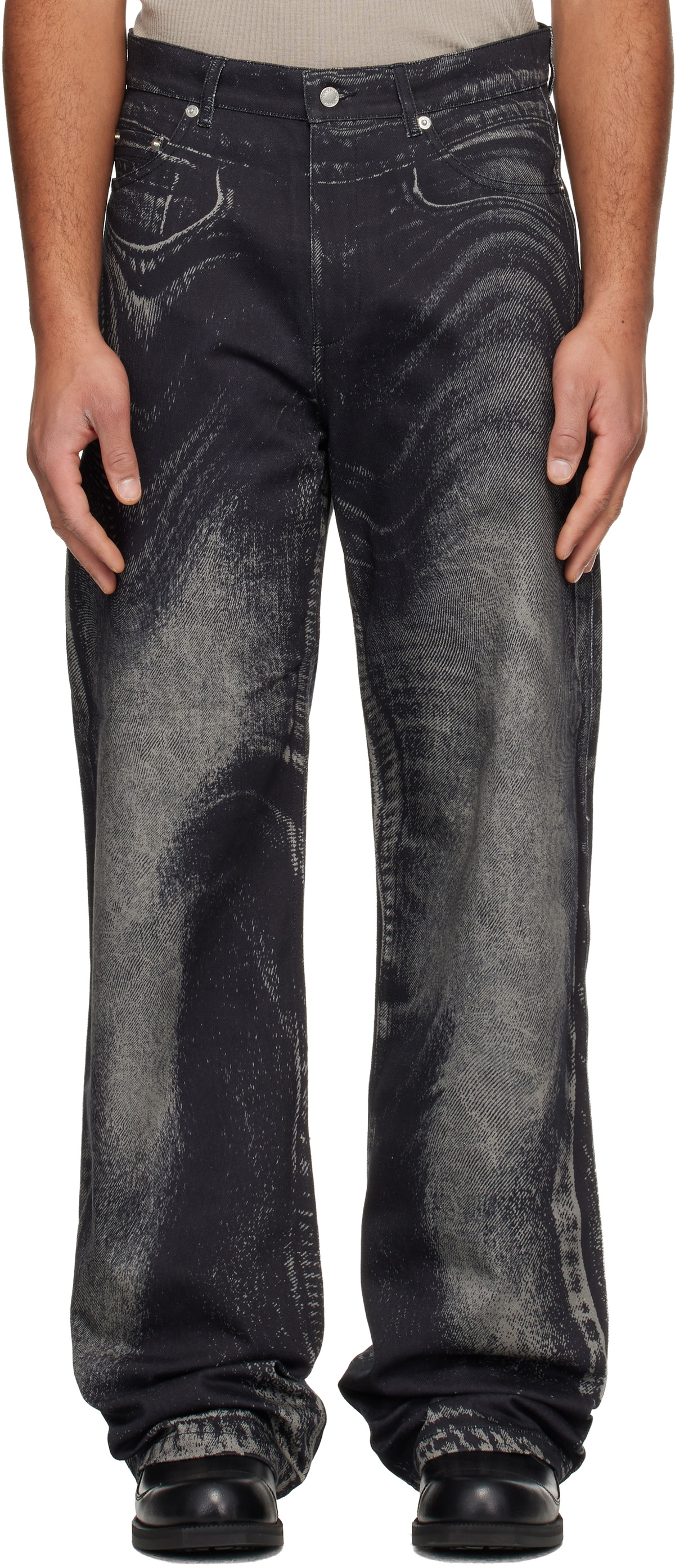 CAMPERLAB Black Distorted Print Jeans