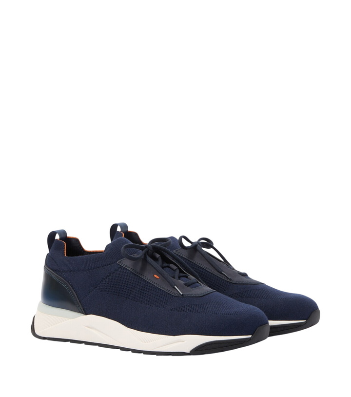 Photo: Santoni Leather-trimmed knitted sneakers