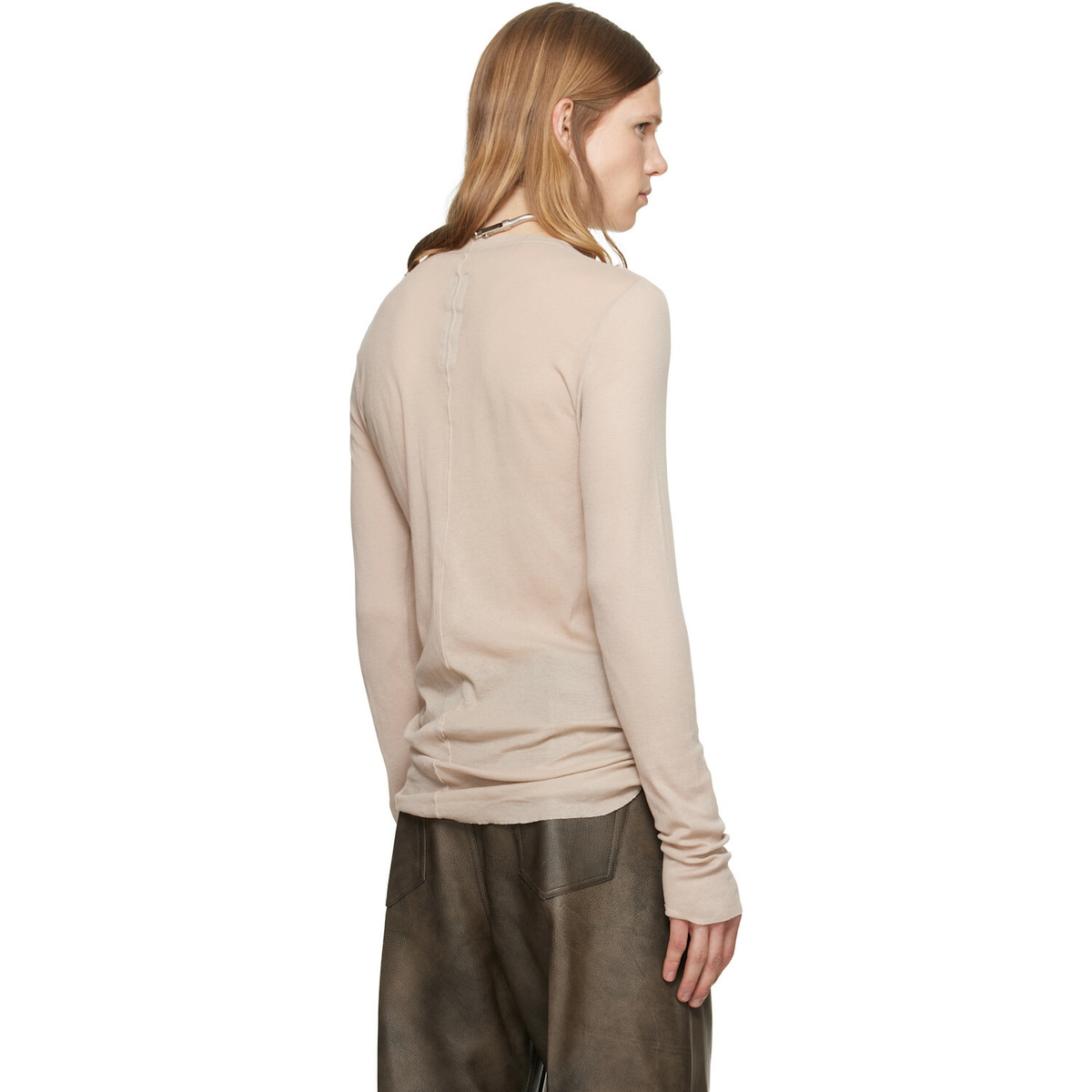 Rick Owens Taupe Tower Rib LS T-shirt