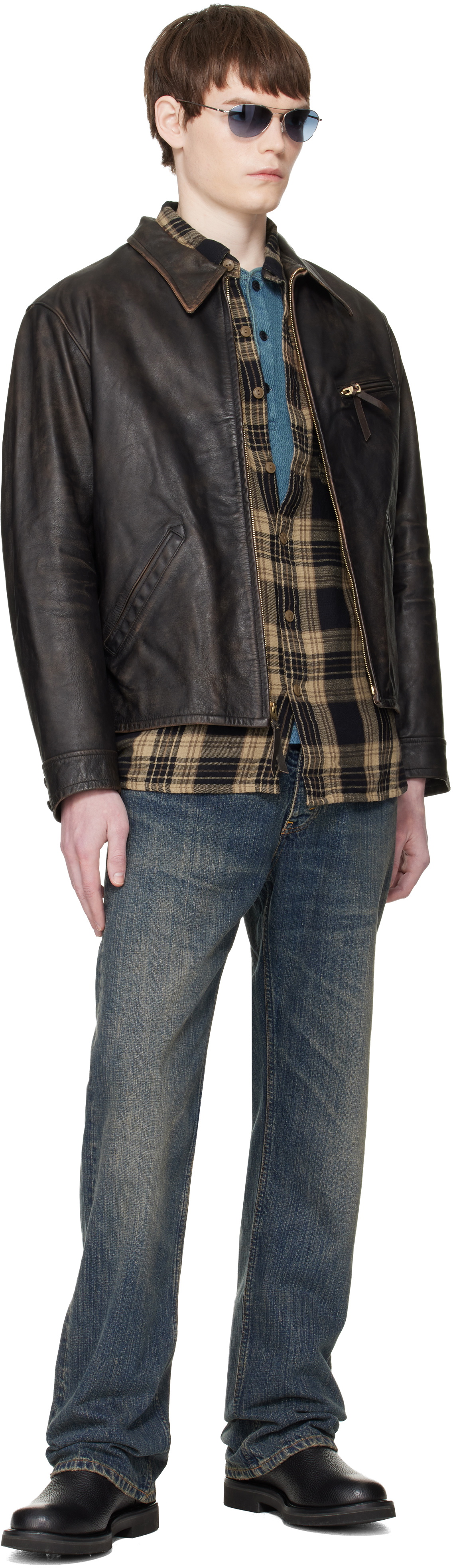 RRL Brown Lynton Leather Jacket
