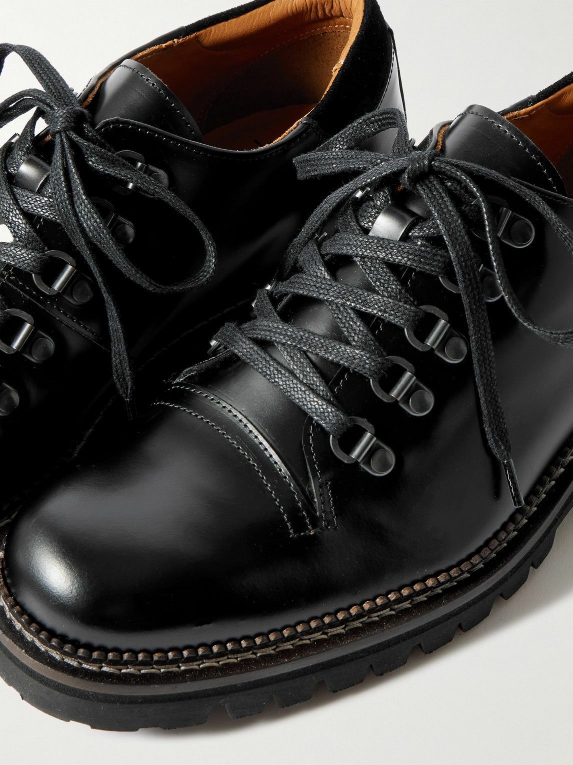 Mr P. - Suede-Trimmed Leather Hiking Derby Shoes - Black