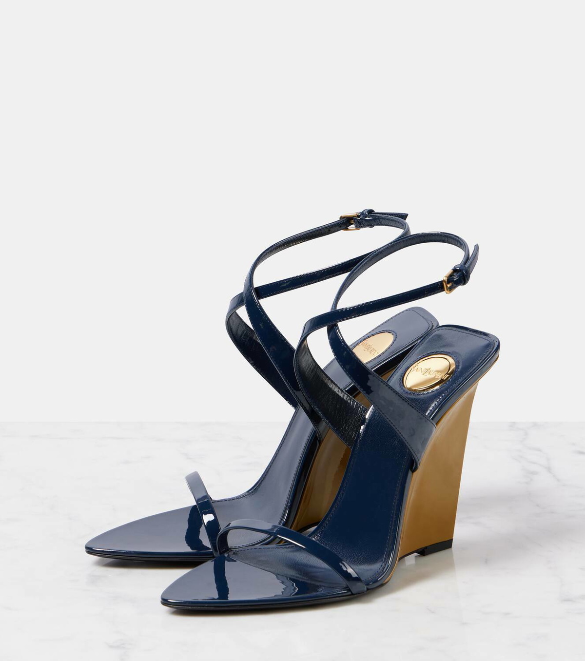 Saint Laurent Salomé 110 patent leather wedge sandals Saint