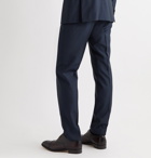 HUGO BOSS - Genius Slim-Fit Micro-Checked Super 130s Virgin Wool Trousers - Blue