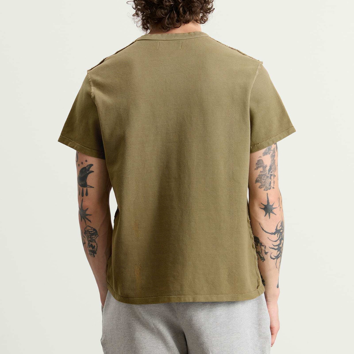Les Tien Men's Pique Cotton T-Shirt in Military Ice