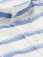 Sebline - Bunny Grandad-Collar Cotton-Poplin Half-Placket Shirt - Blue
