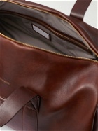 Brunello Cucinelli - Vitello Nuvolato Logo-Print Leather Duffle Bag