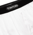 TOM FORD - Velvet-Trimmed Stretch-Silk Satin Boxer Shorts - White