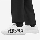 Versace Men's Side Logo Cupsole Sneakers in White/Black