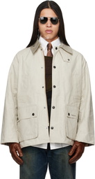 Barbour Off-White Oversized Bedale Casual Jacket