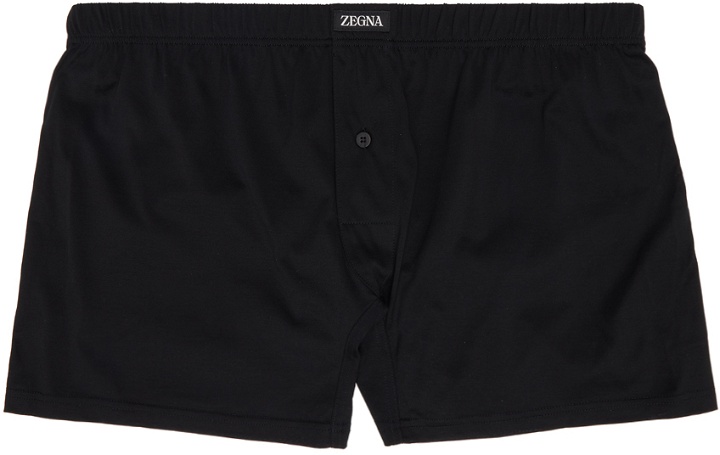 Photo: ZEGNA Black Button-Fly Boxers